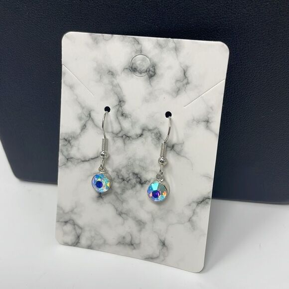 Iridescent Rhinestone Drop Earrings  - Picture 4 of 7